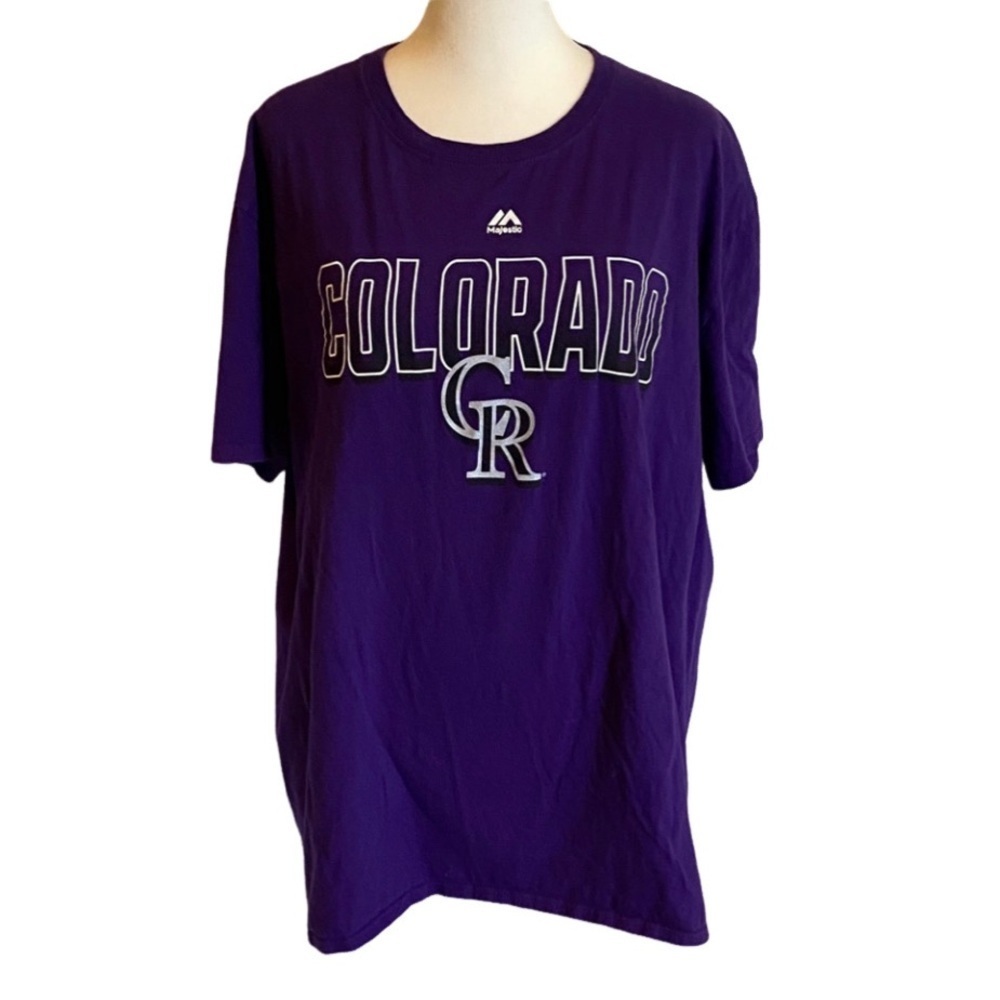 Majestic Purple Colorado Rockies Short Sleeve T-Shirt. Size XL.